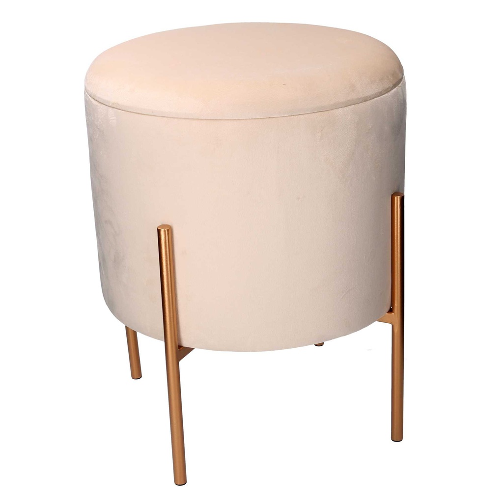 Puff contenitore tessuto crema con gambe cm ø40h51