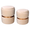 Puff contenitore velluto 1-2 crema cm ø39h49