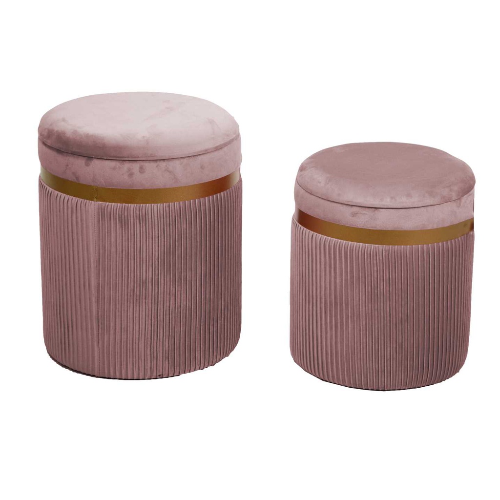 Puff contenitore velluto 1-2 linea altarosa antico cm ø39h49