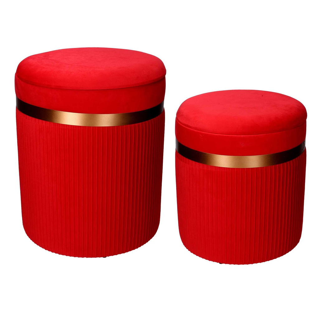 Puff contenitore velluto 1-2 linea altarosso cm ø39h49