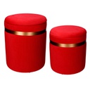 Puff contenitore velluto 1-2 linea altarosso cm ø39h49