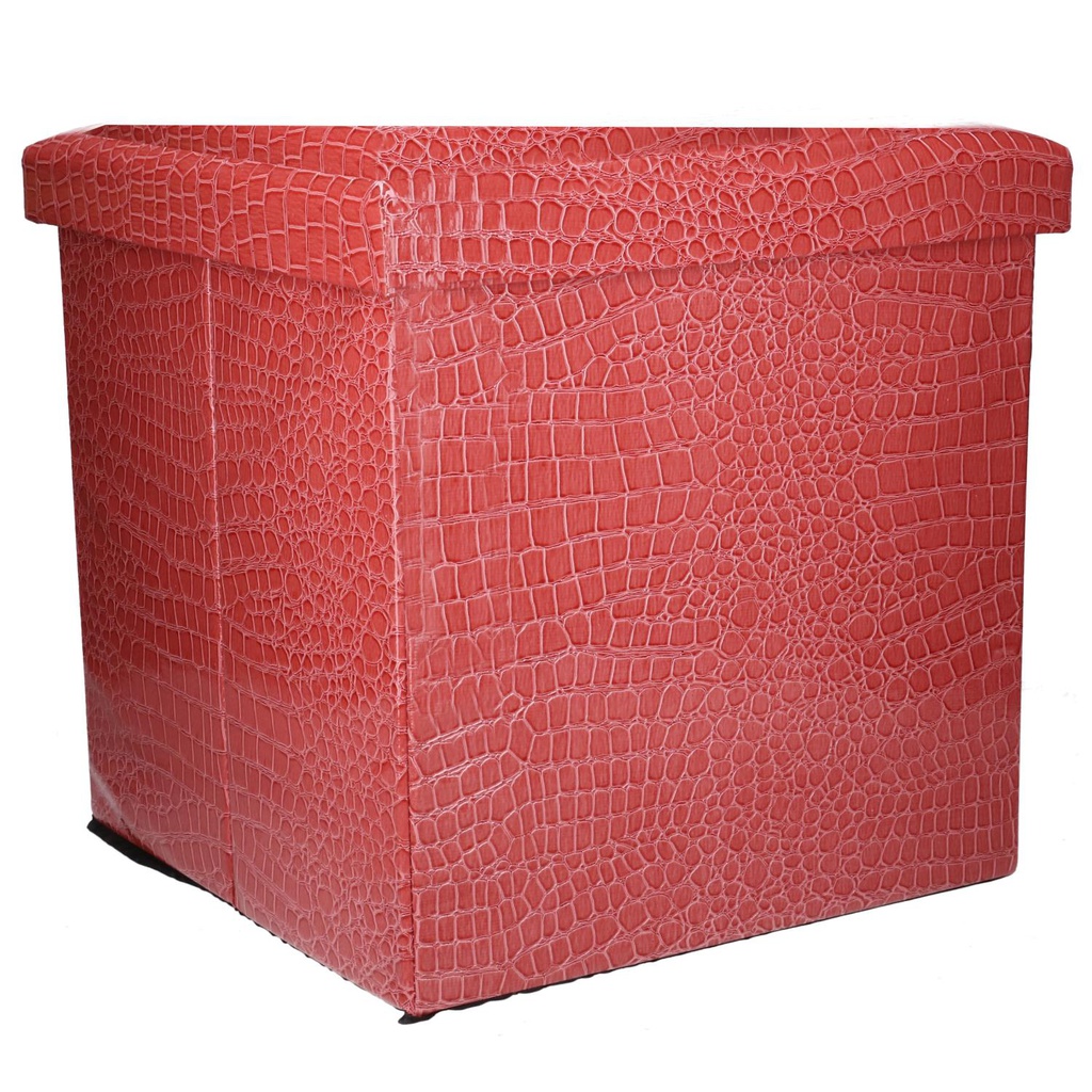 Puff ecopelle rosso quadro pieghevole cm 30x30h30