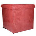 Puff ecopelle rosso quadro pieghevole cm 30x30h30