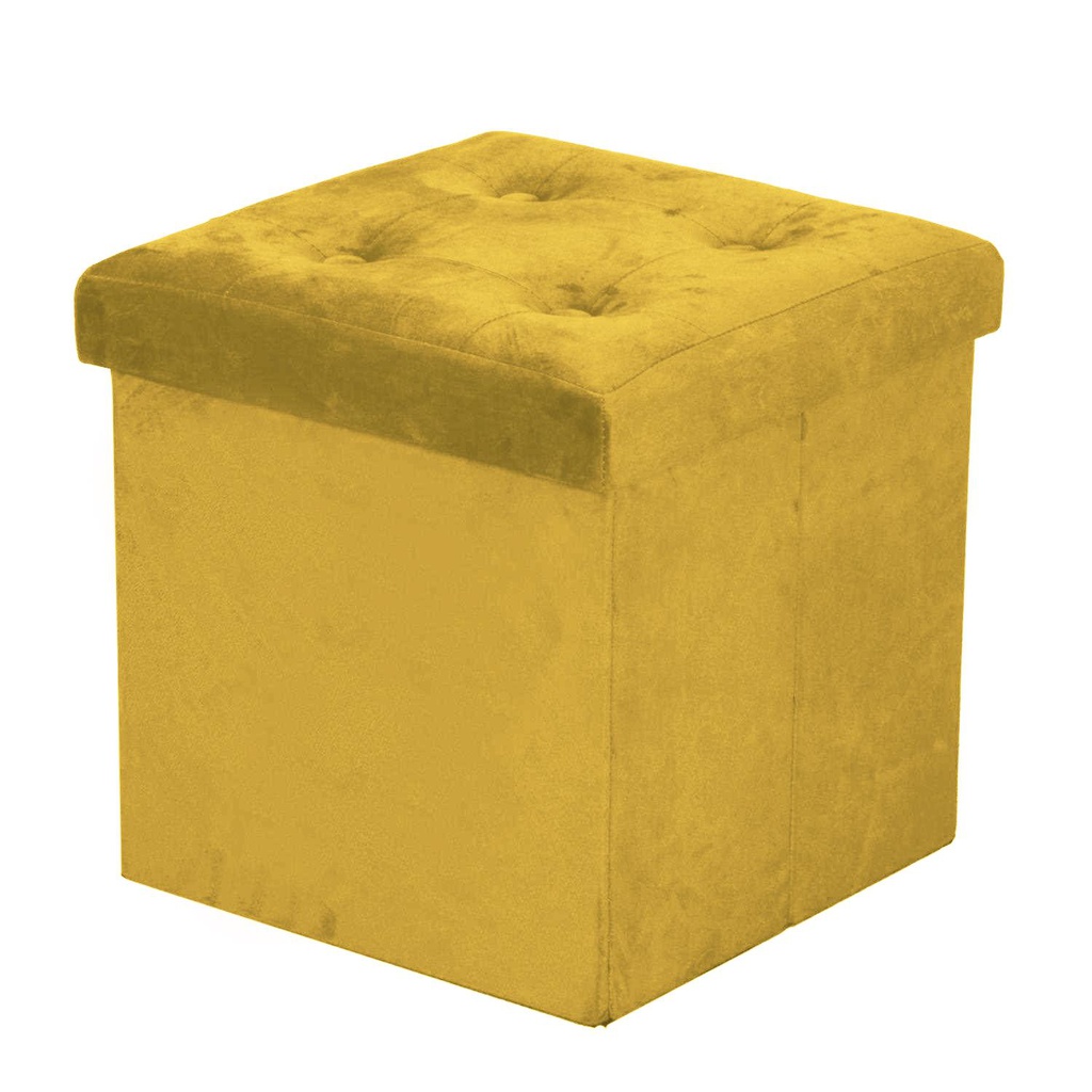 Puff velluto giallo quadro pieghevole cm 38x38h38
