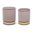 Set 2 pouf contenitore velluto rosa antico Milena