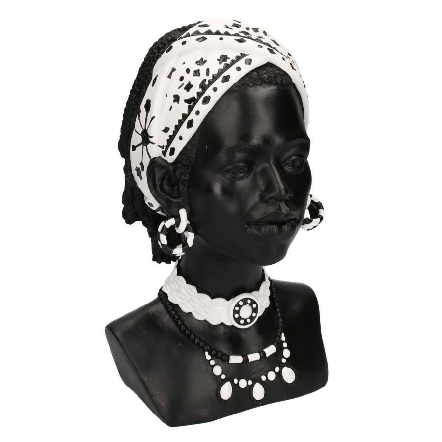 Statua resina busto donna africana cm 18x20h30