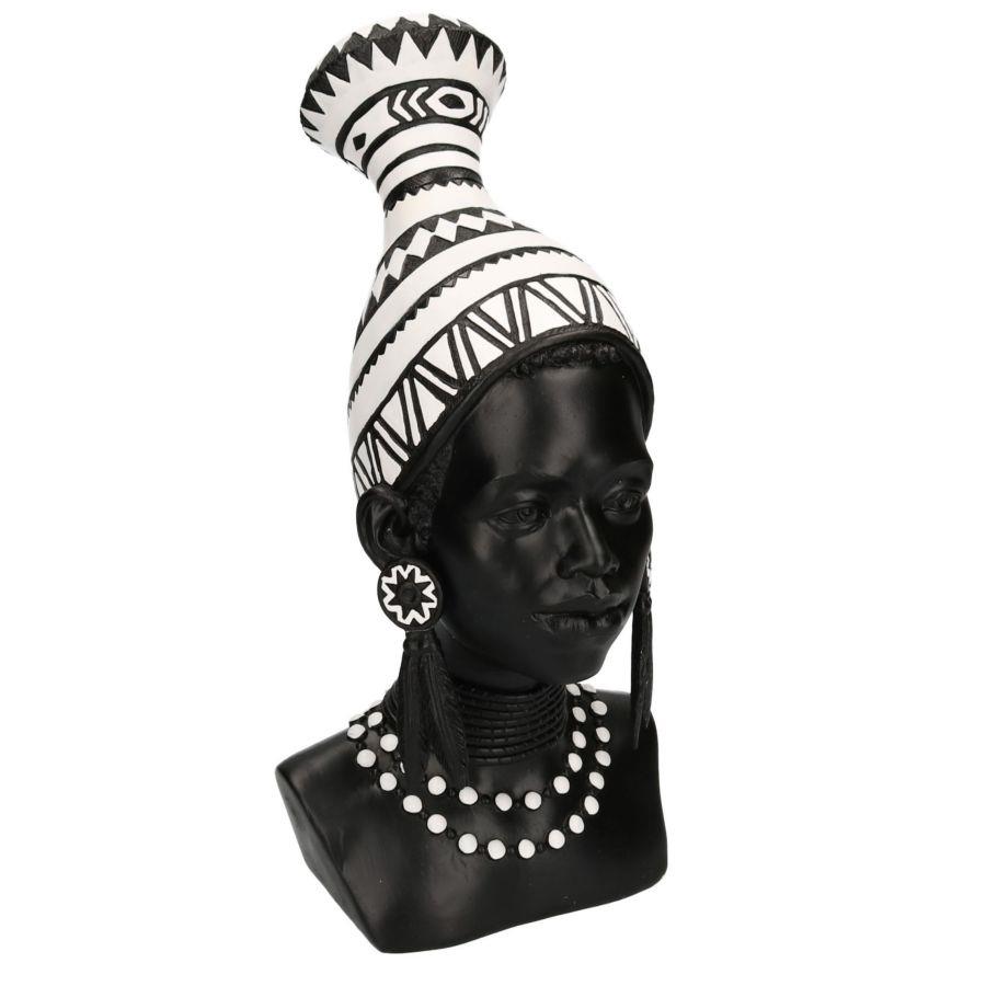 Statua resina busto donna africana cm 23x16h39