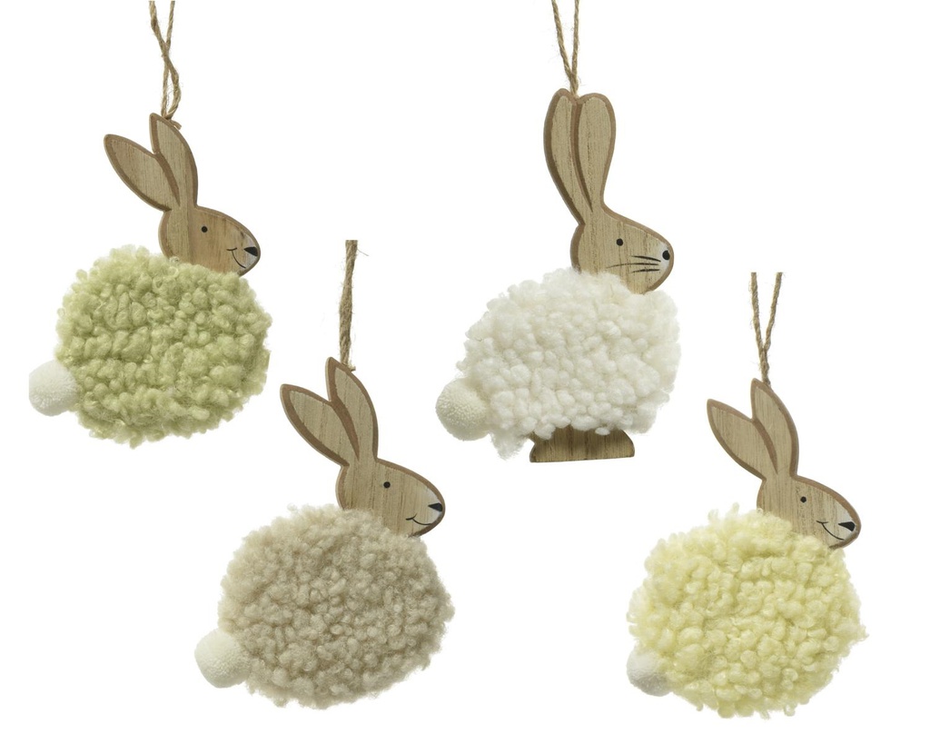  Decorazione Coniglio Con Batuffoli 12 Cm