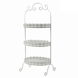 [V7016930000] Alzata metallo bianco ovale 3 piani cm 28x21,5h66