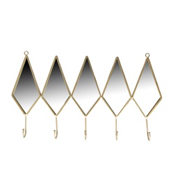 [V5959930000] Appendino metallo 5 posti con specchio oro cm 45