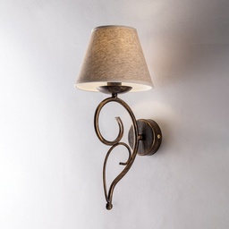 [BL258-AP1-BR] Applique Vienna in ferro Marrone Oro una luce paralume tessuto 19x h38 cm