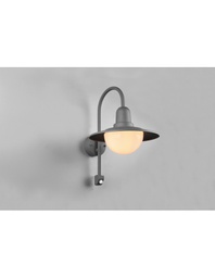 [TRIO207269142] Applique Vintage Braccio Curvo Antracite Con Sensore Movimento IP44 Norman Trio Lighting