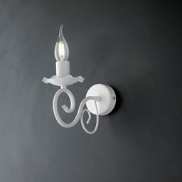 [BL130-AP1-BCO] Applique da muro in ferro Bianco shabby una luce 17x h23 cm