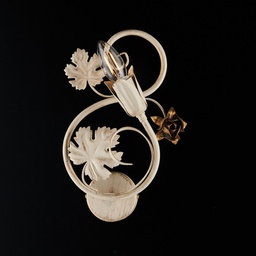 [BL169-AP1-AV] Applique in ferro Avorio con decorazioni decape e rose Oro una luce 21x h30 cm