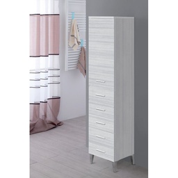 [BR799093] Armadietto Portasciugamani anta e cinque cassetti Grigio 35x34x h 148,5 cm
