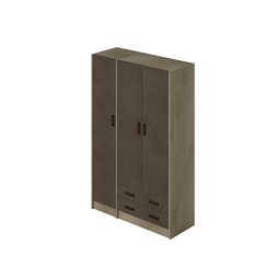 [AZ25963] Armadio tre ante con cassetti colore Fango struttura Argilla H210x136x52cm