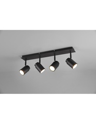 [TRIO880400432] Barra Lineare 4 Faretti Spot Orientabili Metallo Nero Angelo Trio Lighting