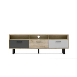 [FZ88014] Base Porta TV con 3 ante a ribalta colore rovere e grigio 160x35xh.53 cm