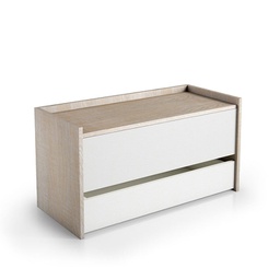 [TEREL220BROV] Baule Contenitore Con Chiusura Rallentata E Ampio Cassetto rovere e bianco