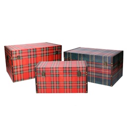 [V6337220000] Baule ecopelle 1-3 scozzese rettangolare cm 59x36h33
