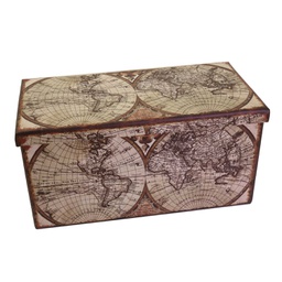 [V6181110000] Baule ecopelle pieghevole mappamondo rettangolare cm 76x38h38