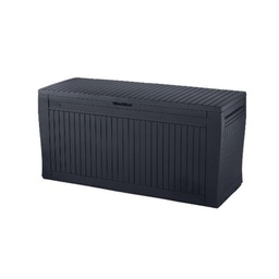 [K229525] Baule in resina con finitura effetto legno grafite' comprensivo di ruote 116,7x44,7xh.57 cm