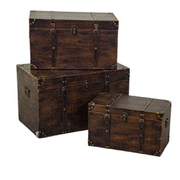 [V3862590000] Baule legno ecopelle 1-3 marrone rettangolare cm 68x38h40