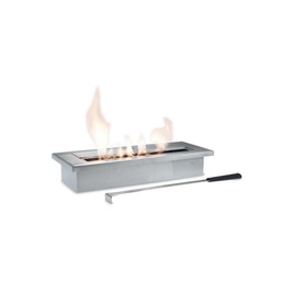 [FP/900] Biocamino design  da tavolo  bioetanolo grigio cromo cm 40 x 15 x h 8