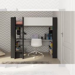 [FZ100309] Cameretta 1651 con letto a soppalco e scrivania sottostante colore bianco e antracite