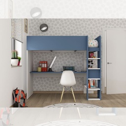 [FZ100307] Cameretta 2276 con letto a soppalco con scrivania sottostante colore bianco e azzurro