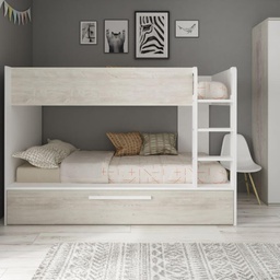 [FZ100289] Cameretta con letto a castello con letto estraibile colore bianco consumato e bianco reversibile