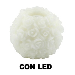 [V5506670000] Candela Led Bianco con rose cm 25 x 20 h
