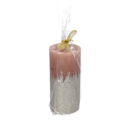 [V5512360000] Candela paraffina argento marrone cm ø6,8h15