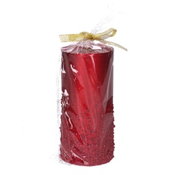 [V5511870000] Candela paraffina con bolle rosso cmø7h15