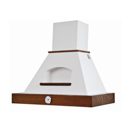 [ART894854] Cappa cucina rustica bianca GIADA con cornice in legno intarsio comprensivo di orologio cm 120