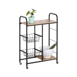 [20005645] Carrello Cucina Con Ruote Tucson 57X30X85 Naturale-Nero