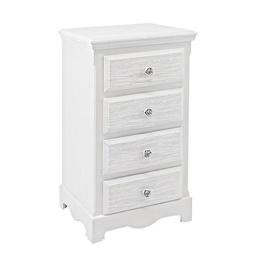 [B0744185] Cassettiera 4 cassetti bianco in legno stile classico