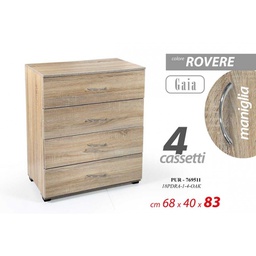 [GIC769511] Cassettiera 4 cassetti rovere cm 68 x 40 x 83 h camera studio