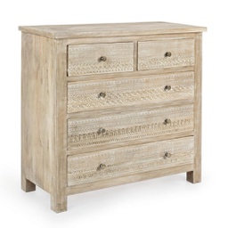 [B0746213] Cassettiera 5 cassetti Mayra in legno naturale 93x40x90h cm