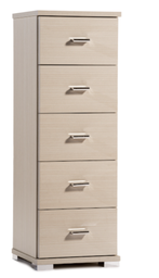 [20098287] Cassettiera baby 5 cassetti in legno rovere sbiancato 32x32x93 cm