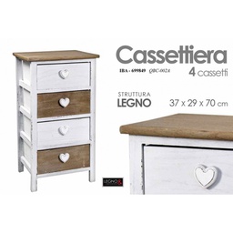 [GIC699849] Cassettiera bicolore bianco legno 4 cassetti cm 37 x 29 x 69 h