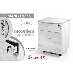 [GIC768941] Cassettiera da ufficio bianca con cassetti chiave e rotelle cm 42 x 40 x 55 h