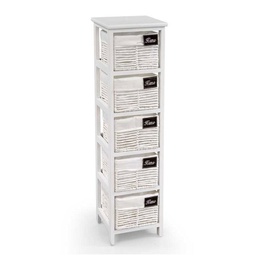 [GIC779237] Cassettiera in legno da bagno bianca cm 25 x 25 x 94 h 5 cassetti