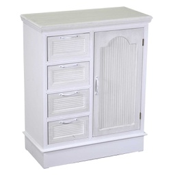 [V8041610000] Cassettiera legno liverpool 1 anta + 4 cassetti bianco cm 66x32h81