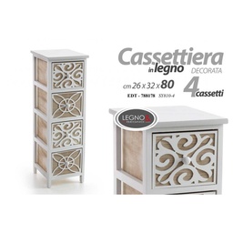 [GIC788178] Cassettiera multiuso bagno cucina 4 cassetti in legno cm 26 x 32 x 80 h