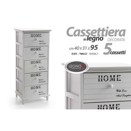 [GIC788123] Cassettiera multiuso stretta legno bianca home cm 40 x 31 x 95 h