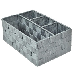 [V2321260000] Cassetto poliestere grigio c/4 scomparti cm 26x17h10