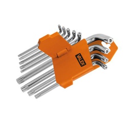 [1936819] Chiavi Chiave Torx Set Kit 9 Pezzi Maschio Piegato in Acciaio Cromo 90-160mm Valex.