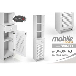 [GIC774102] Colonna bianca bagno stile veneziano con anta cm 34 x 30 x 163