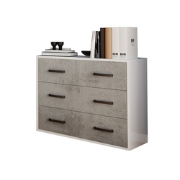 [A18333] Como' maxi 3 cassetti grigio cemento in legno nobilitato H.81x L.91x P.45 cm